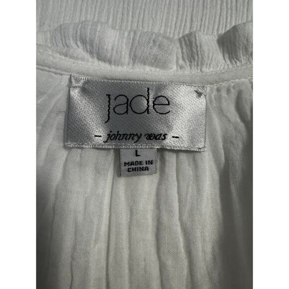 Jade by Johnny Was Piper Crepe White Cotton Embroidered Maxi Dress – Size L - Picture 5 of 6